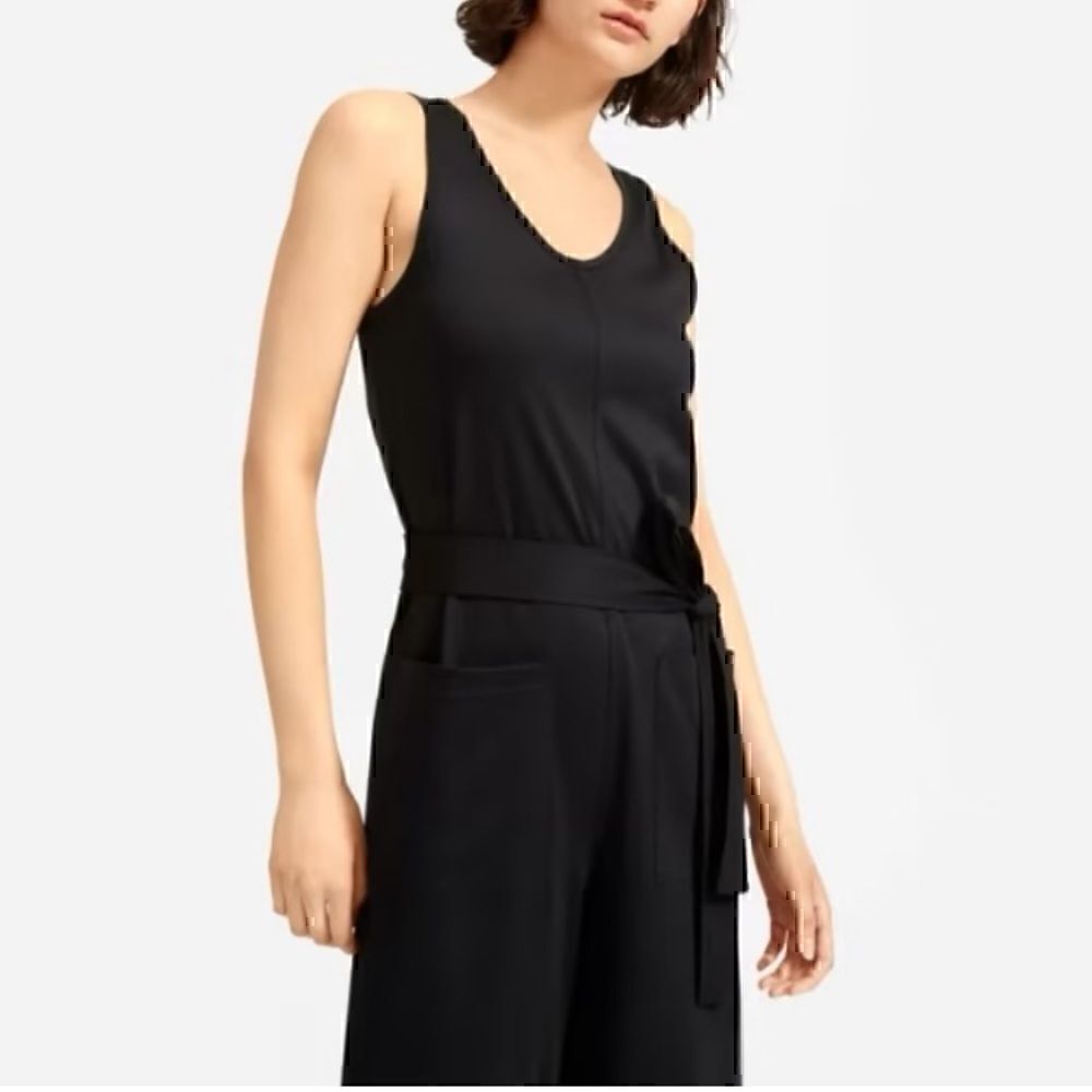 NWT Everlane The Luxe Cotton Jumpsuit Black Medium Sustainable - Picture 4 of 7